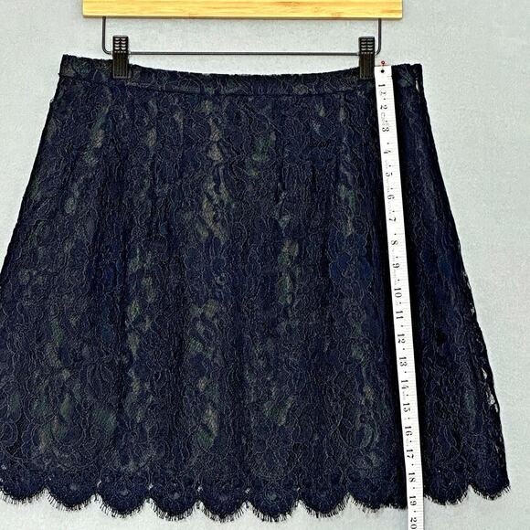 J‎ Crew Women Skirt 8 Blue Lace Black Lined A Line Mini Classic Dark Feminine - Picture 7 of 11